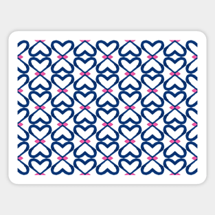 Navy Hearts with Hot Pink Accent Pattern on White | Valentine | Love Sticker